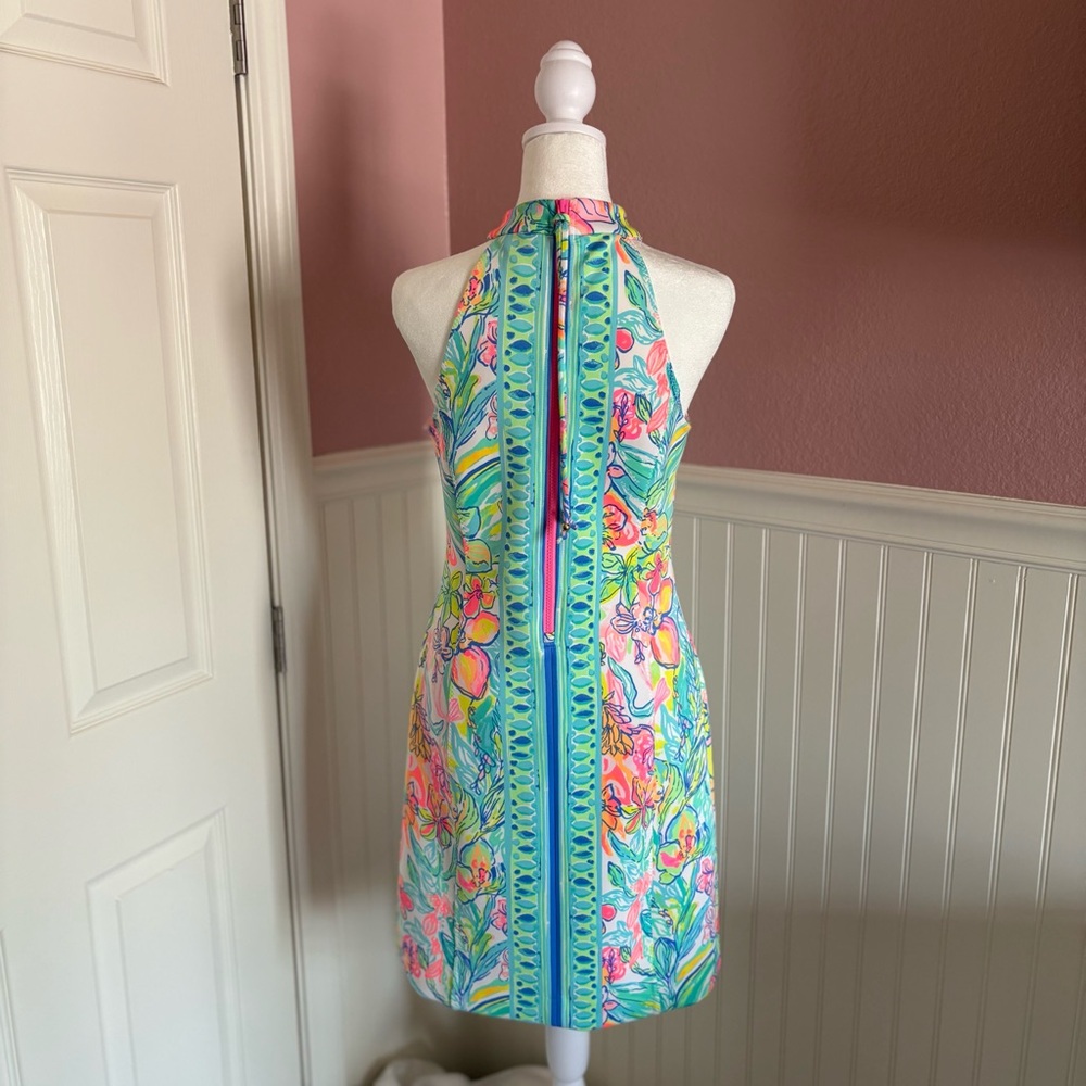 Colorful Lilly Pulitzer Mock Turtleneck Sleeveless Sheath Scuba Dress size 4 - Picture 5 of 11